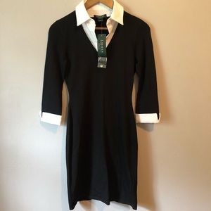 NWT XS Lauren Ralph Lauren BLK/WHITE Holiday Dress
